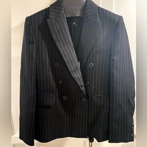 Nili Lotan Dark Charcoal Pinstripe Duran Jacket